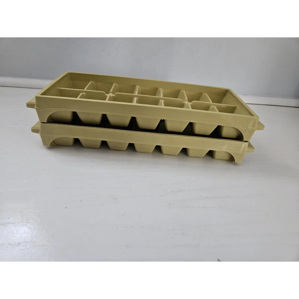 Vintage 70s pair general electric ice trays Stackable Harvest Gold GE Set Of‎ 2